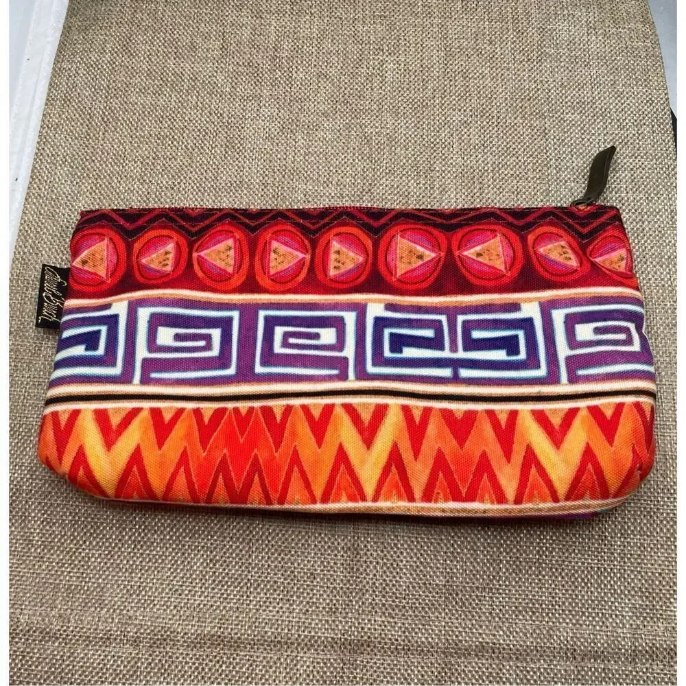Laurel Burch Cosmetic Bag Colorful Aztec Southwestern Print NWOT